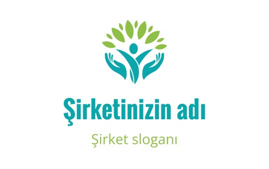 Yeşil ve mavi tonlarında ağaç ve eller içeren modern logo tasarımı