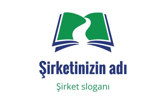 Açık kitap logosu tasarımı, içinden akan yeşil bir nehir ile