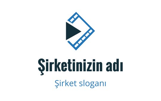 Mavi renkte film şeridi ve oynatma düğmesi içeren modern logo tasarımı