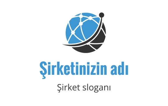 Mavi ve siyah unsurlarla modern küre logo tasarımı