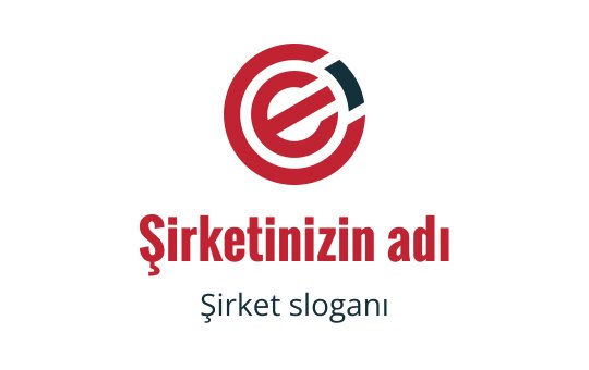 Kırmızı ve siyah renkte stilize edilmiş 'e' harfi içeren modern dairesel logo tasarımı