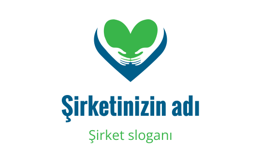 Yeşil ve mavi unsurlarla kalp şeklinde logo tasarımı