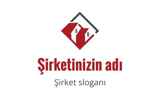 Modern kırmızı ve siyah logo tasarımı, stilize edilmiş bir ev şekli içeriyor
