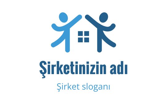 İki figür ve bir ev silueti içeren dostça logo tasarımı