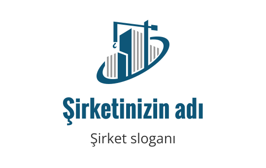 Mavi renkte stilize edilmiş bir bina ve terazi içeren modern logo tasarımı