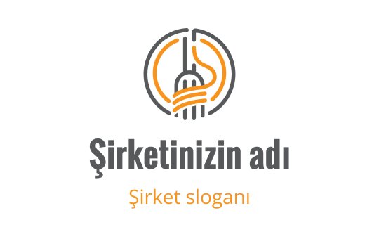 Turuncu ve gri renklerde çatal ve dönen makarna içeren modern logo tasarımı
