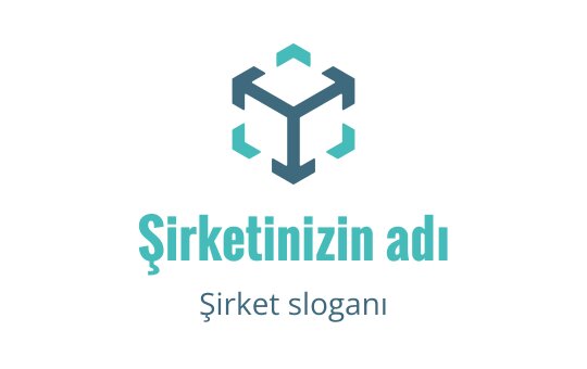 Modern geometrik logo tasarımı, teal vurgularla bir küp içeriyor