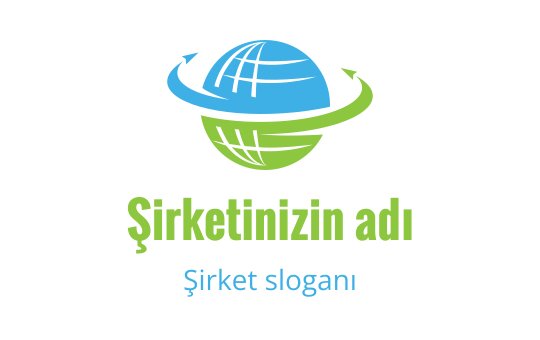 Mavi ve yeşil kıvrımlı unsurlarla modern küre logo tasarımı