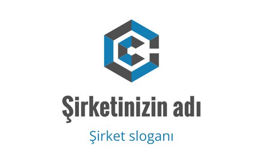 Mavi ve gri geometrik şekiller içeren modern altıgen logo tasarımı