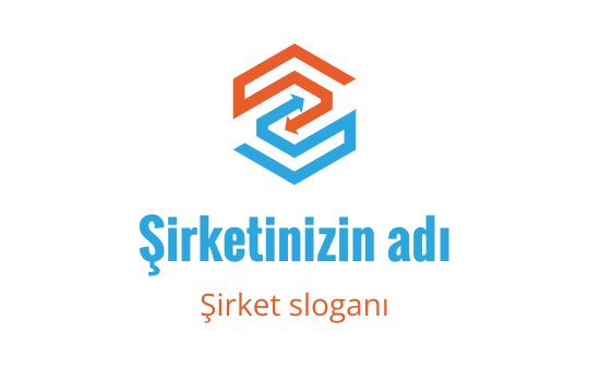 Modern geometrik logo tasarımı, turuncu ve mavi iç içe geçmiş şekiller içeriyor