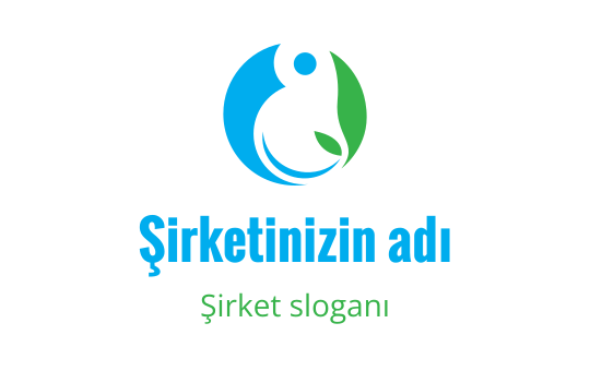 Mavi ve yeşil dairesel motifli modern logo tasarımı, yaprak ile