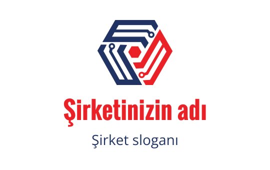 Kırmızı ve mavi devre desenleriyle modern altıgen logo tasarımı