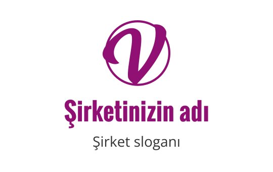 Şık mor logo tasarımı, dairesel bir V harfi içeriyor