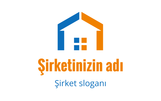 Mavi ve turuncu unsurlarla modern ev logo tasarımı