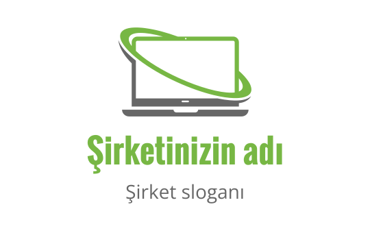 Yeşil yörüngeli çizgiye sahip modern dizüstü bilgisayar logo tasarımı