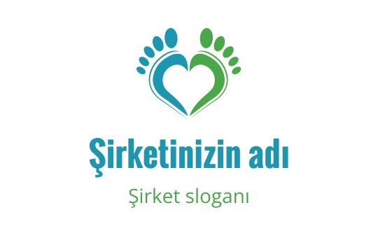 Mavi ve yeşil kalp şeklinde ayak izleri içeren renkli logo tasarımı