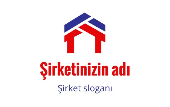 Kırmızı ve mavi renklerde stilize edilmiş bir ev içeren modern logo tasarımı