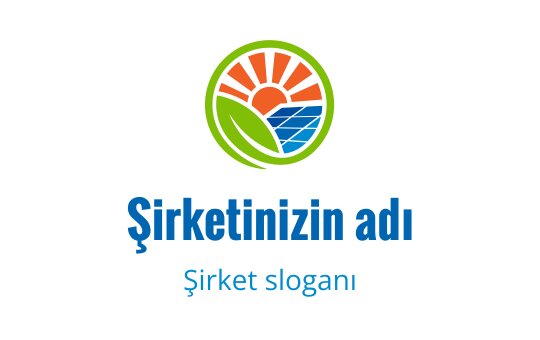 Güneş, su ve yeşil yapraklar içeren renkli logo tasarımı