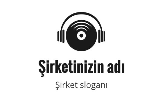 Vinil plak ve kulaklık içeren modern logo tasarımı