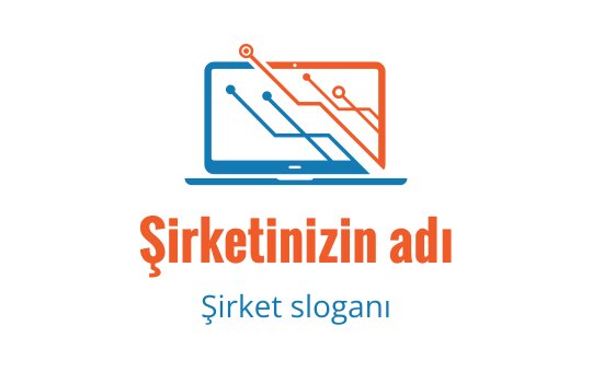Mavi ve turuncu devre hatlarıyla modern dizüstü bilgisayar logo tasarımı