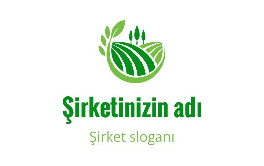 Modern yeşil logo tasarımı, stilize edilmiş tarlalar ve yapraklar içeriyor