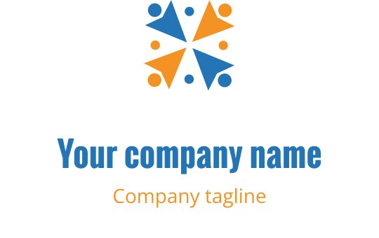 Soyut şekiller ve dinamik unsurlar içeren renkli logo tasarımı