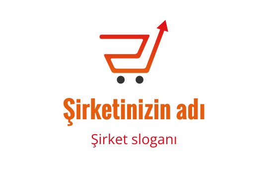 Modern alışveriş sepeti logo tasarımı, turuncu yukarı ok ile