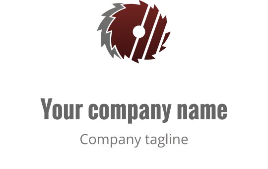 Kırmızı ve gri tonlarında modern dairesel testere bıçağı logo tasarımı