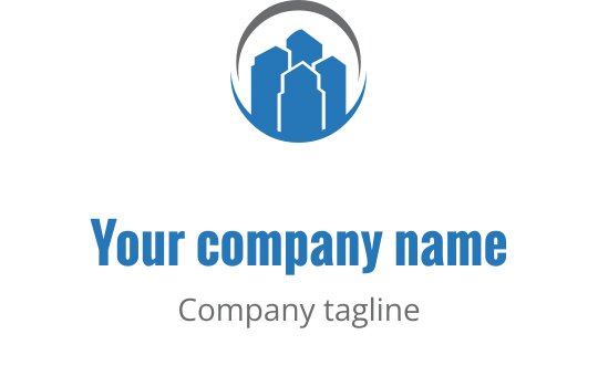 Dairesel çerçeveye sahip modern mavi siluet logo tasarımı