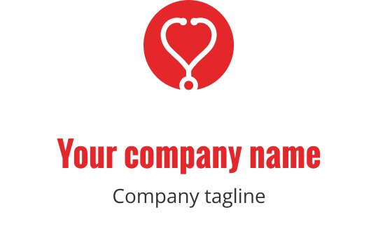 Kalp şeklinde stetoskop içeren modern logo tasarımı