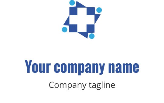 Modern mavi ve yeşil logo tasarımı, geometrik yıldız şekli içeriyor