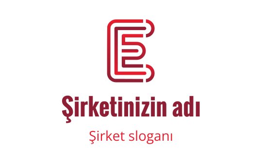 Modern kırmızı ve siyah logo tasarımı, stilize edilmiş E harfi içeriyor
