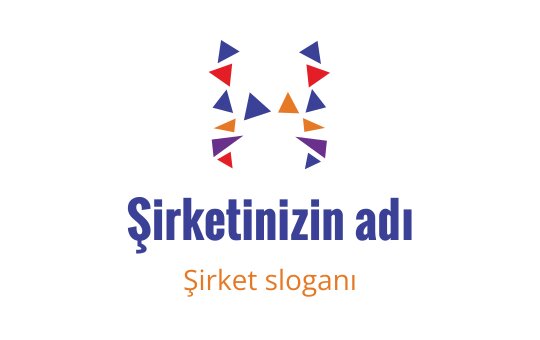 Üçgen şekiller ve kalın yazı tipine sahip renkli geometrik logo tasarımı