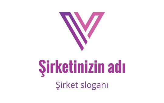 Katmanlı V şekilleriyle modern mor ve pembe geometrik logo tasarımı