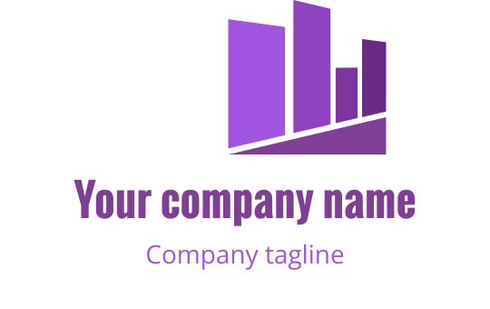 Modern mor logo tasarımı, soyut çubuk şekilleri ve temiz hatlar içeriyor