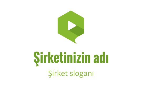 Modern yeşil altıgen logo tasarımı, içinde bir oynatma butonu unsuru barındırıyor