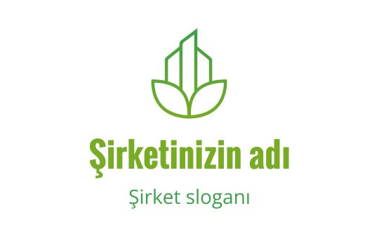 Modern yeşil logo tasarımı, stilize yapraklar ve geometrik şekiller içeriyor