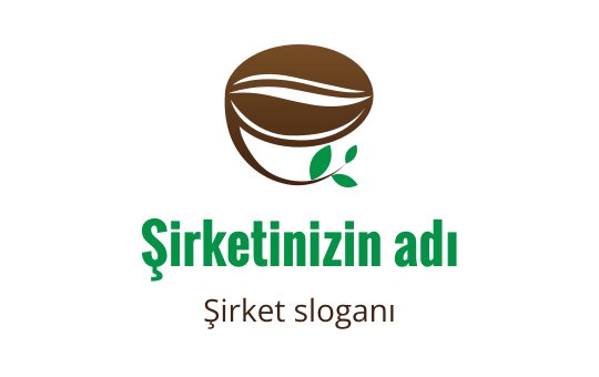 Modern kahve çekirdeği logo tasarımı, yeşil yapraklar ve toprak tonlarıyla