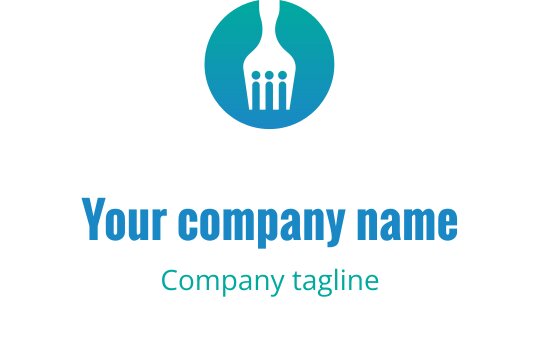 Dairesel gradyan arka planda çatal bulunan modern logo tasarımı