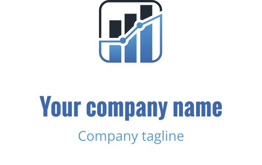 Mavi tonlarda yükselen bir çizgiye sahip modern logo tasarımı
