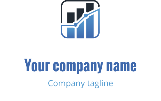 Mavi tonlarda yükselen bir çizgiye sahip modern logo tasarımı