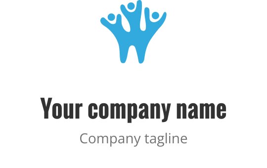 Mavi renkte üç soyut figür içeren yaratıcı logo tasarımı