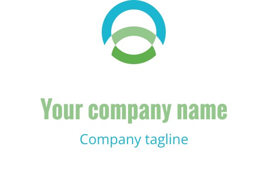Mavi ve yeşil kavislerin üst üste geldiği modern logo tasarımı