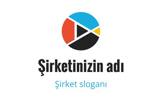 Renkli dairesel logo tasarımı, bir oynatma butonu ve geometrik şekiller içeriyor