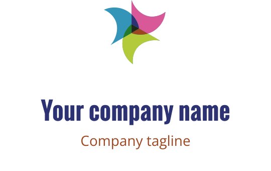Mavi, pembe ve yeşil tonlarında örtüşen şekillerle renkli soyut logo tasarımı