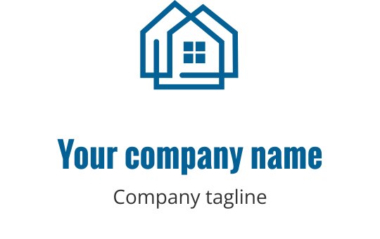 Misafirperver bir girişe sahip stilize bir ev içeren teal logo tasarımı