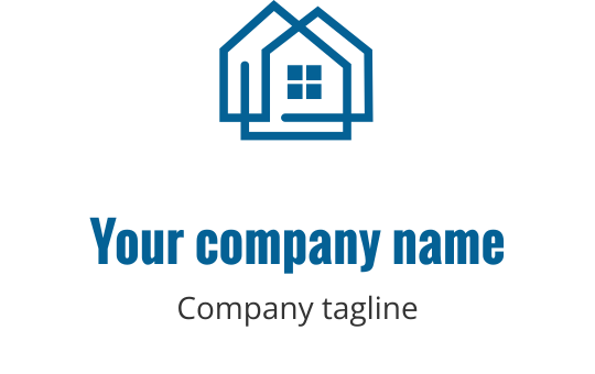 Misafirperver bir girişe sahip stilize bir ev içeren teal logo tasarımı