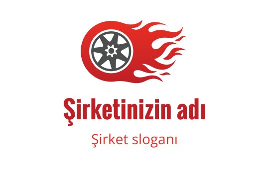 Kırmızı ve siyah alevlerle tekerlek içeren dinamik logo tasarımı