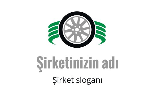 Yeşil vurgulara sahip modern bir lastik logo tasarımı ve cesur tipografi