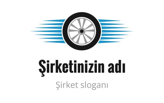 Mavi hareket çizgileriyle tekerlek içeren modern logo tasarımı